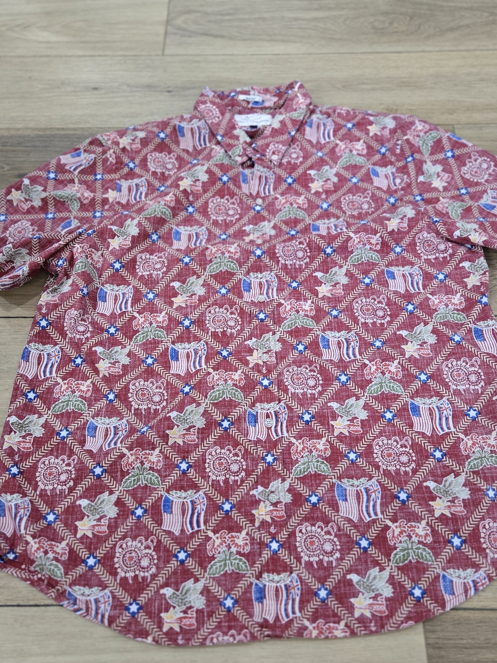 Reyn Spooner Red Patriotic Short-Sleeve Button-Down Shirt 2XL 2020 Summer